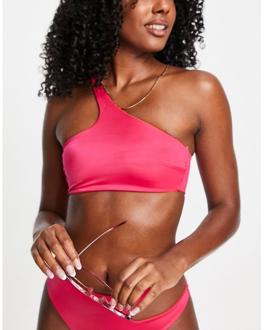 Dorina Muani reversible one shoulder bikini top in pink-