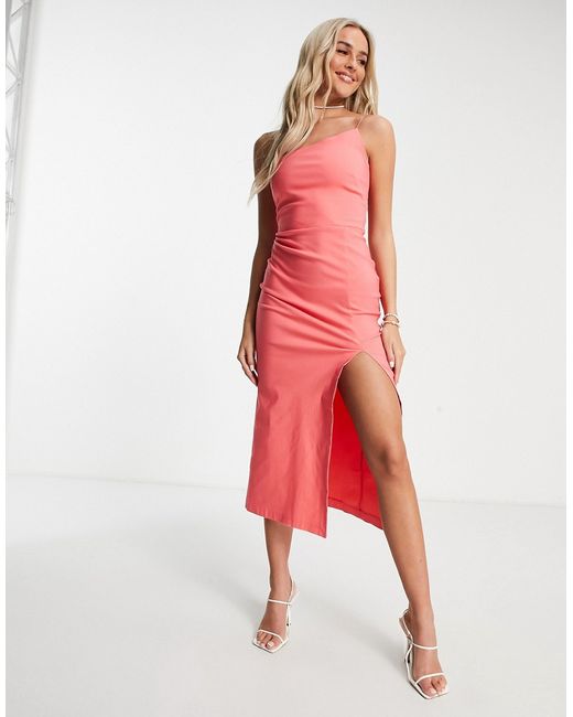 Vesper strappy front slit midaxi body-conscious dress in