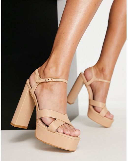 SIMMI Shoes Simmi London platform heeled sandals in camel-