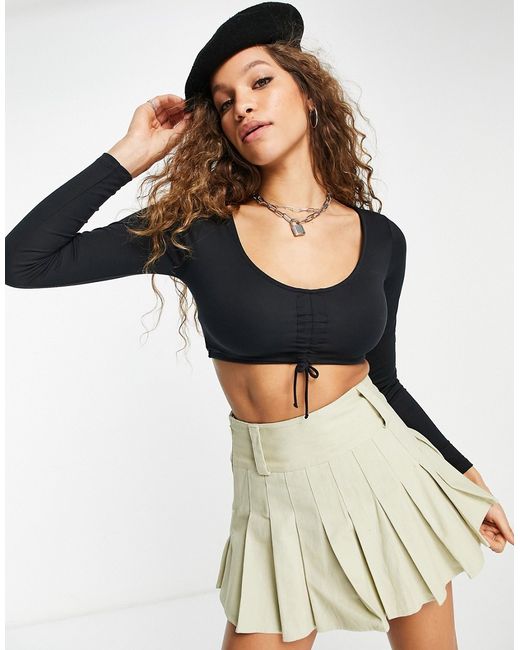 TopShop cupro ruched crop top in part of a set