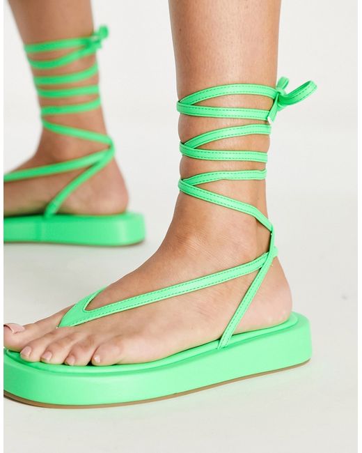 Public Desire Beachbabe flatform sandals in neon