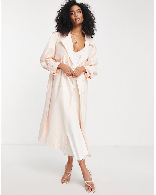 ASOS Edition trench coat with tie in apricot-