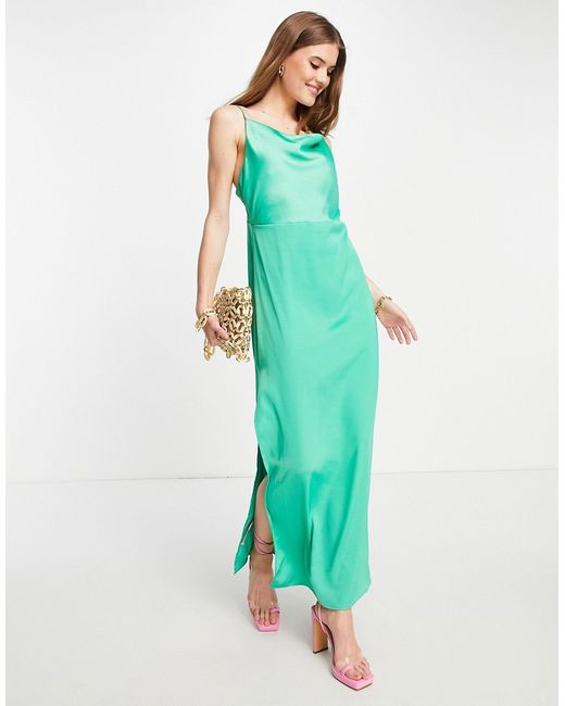 Envii satin maxi cami dress with open back in bold