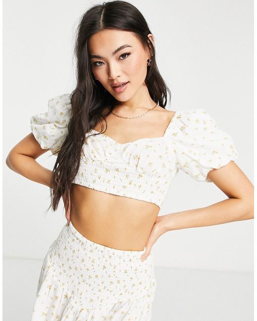 Na-Kd smock crop top in floral print part of a set-