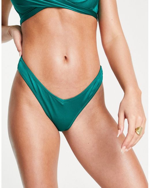 Pour Moi V high leg bikini bottom in emerald