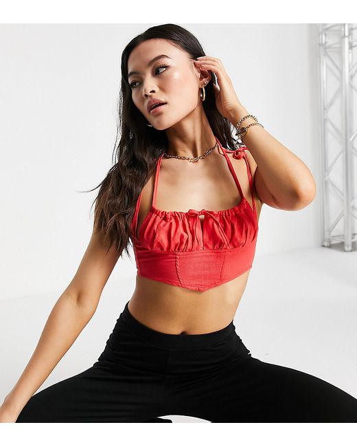 AsYou ruched bust cami top in red-