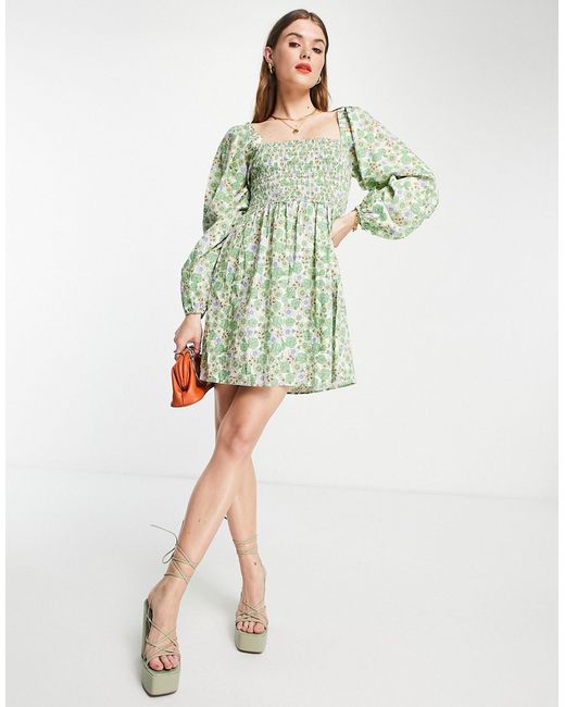 Envii balloon sleeve smock dress in spring floral-