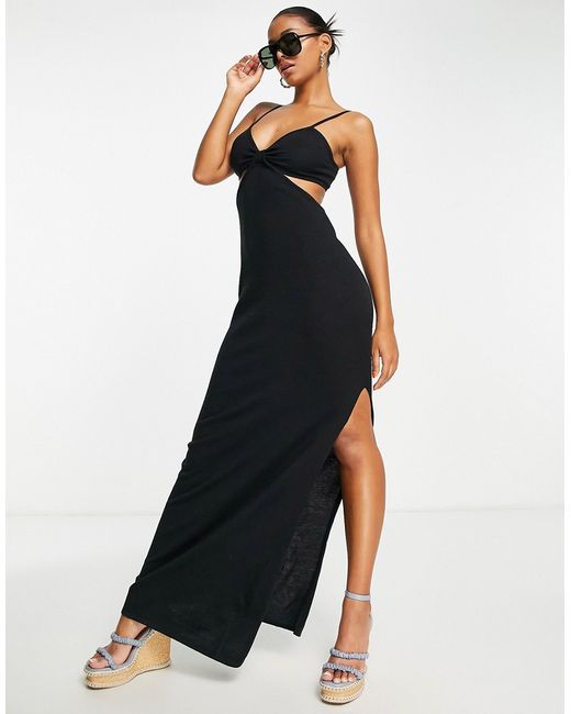 Na-Kd cut out knit midi dress with side slit in