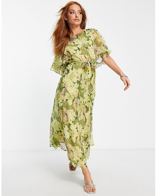 TopShop ruffle belted floral occasion dress in