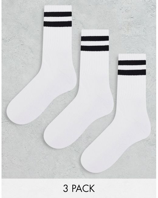 New Look 3 pack stripe sport socks in