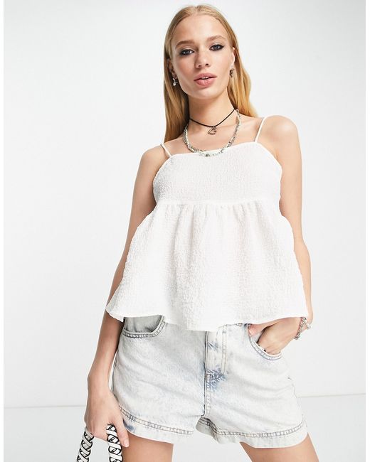 Only textured bow back peplum cami top in