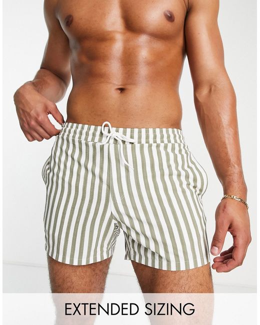 Asos Design swim shorts in seersucker stripe short length-