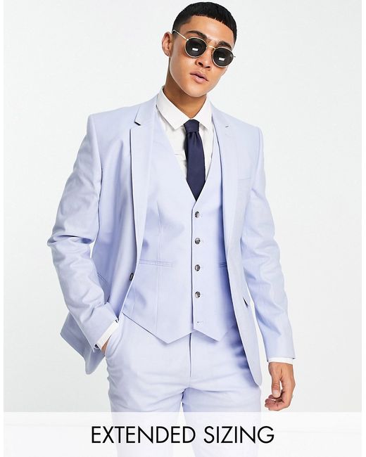 Asos Design super skinny linen mix suit jacket in