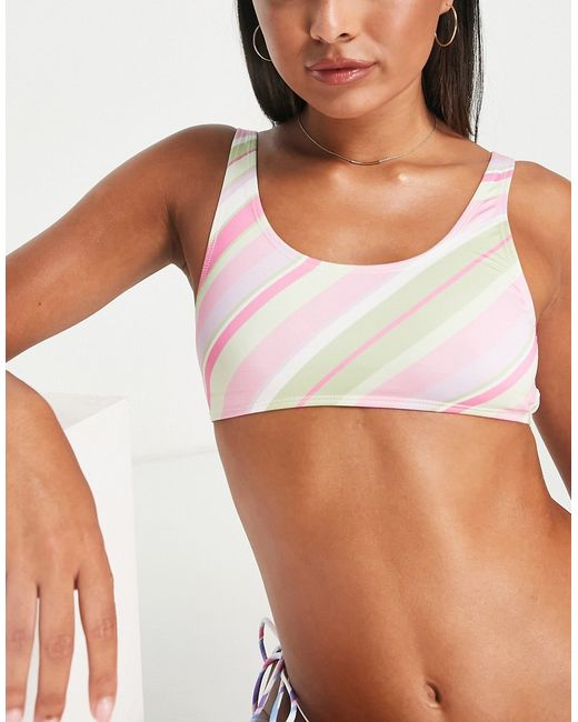 Na-Kd scoop neck bikini top in stripe print-