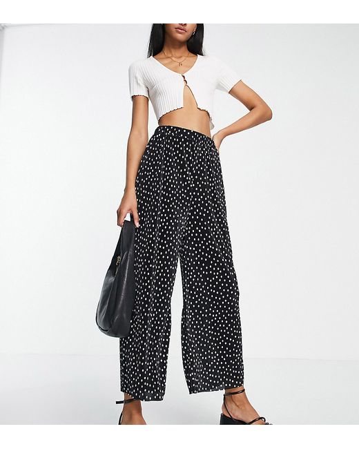 ASOS Tall DESIGN Tall plisse culotte pants in mono spot-