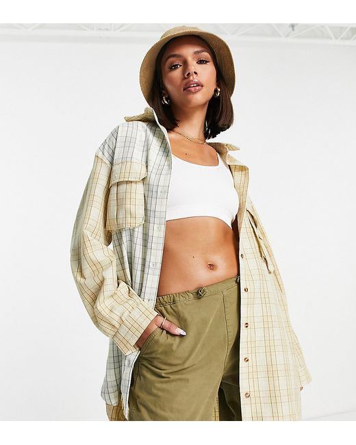 Missguided oversized shirt dress in spliced check