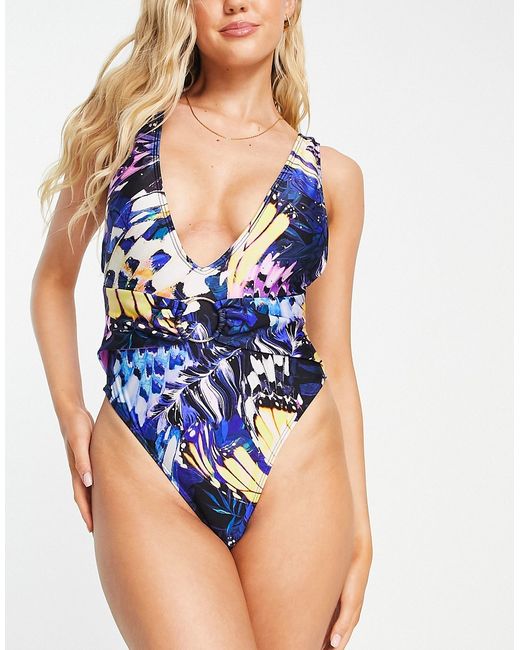 River Island plunge swimsuit in bright