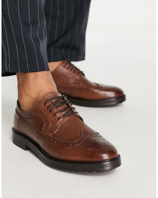 Asos Design brogue shoes with chunky sole in leather