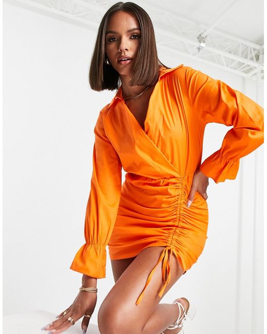 I Saw It First ruched side shirt dress in
