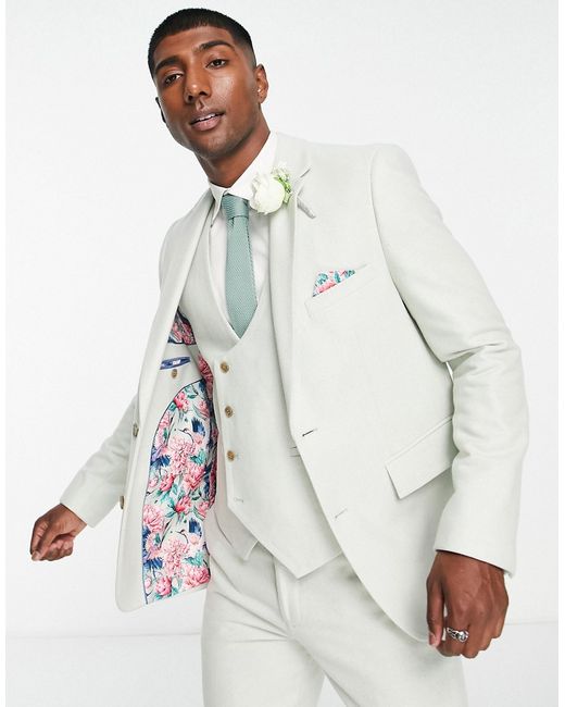 Harry Brown wedding blend slim fit tweed suit jacket-