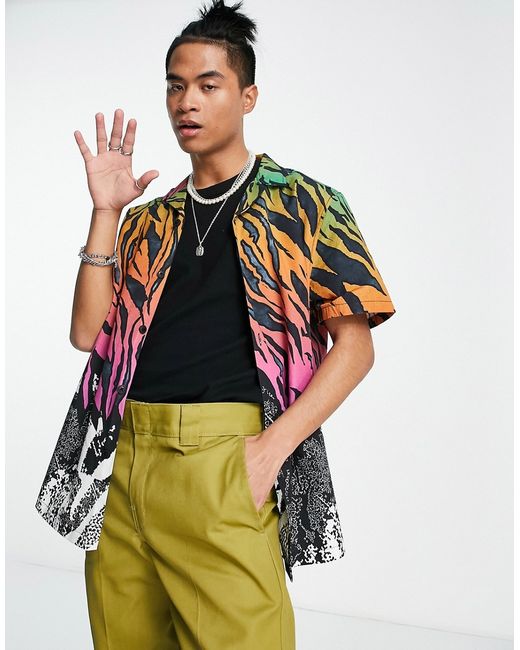 Asos Design relaxed revere shirt in abstract zebra print-