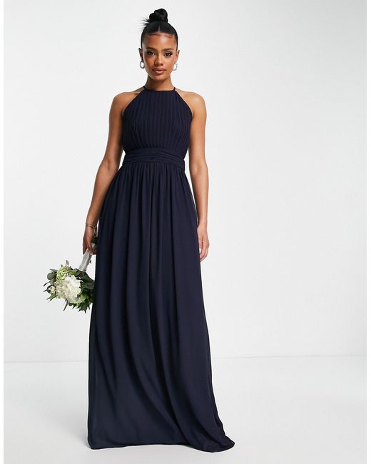 Tfnc Bridesmaid chiffon maxi dress with pleated front in