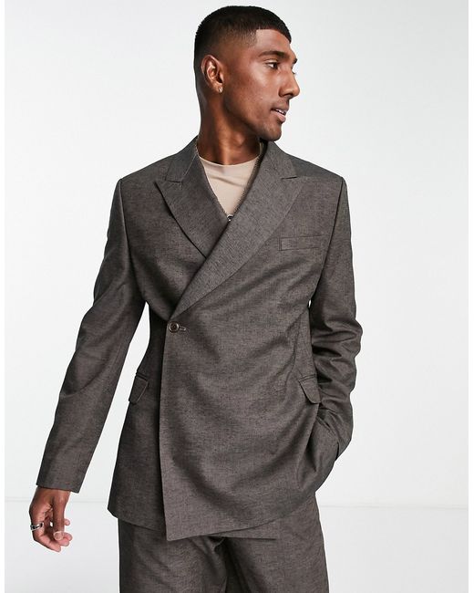 Asos Design slim wrap suit jacket in twill