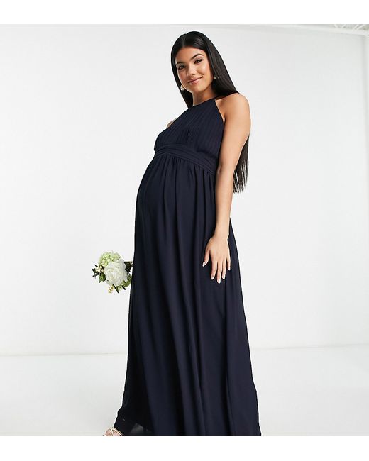 TFNC Maternity Bridesmaid chiffon maxi dress with pleated front in