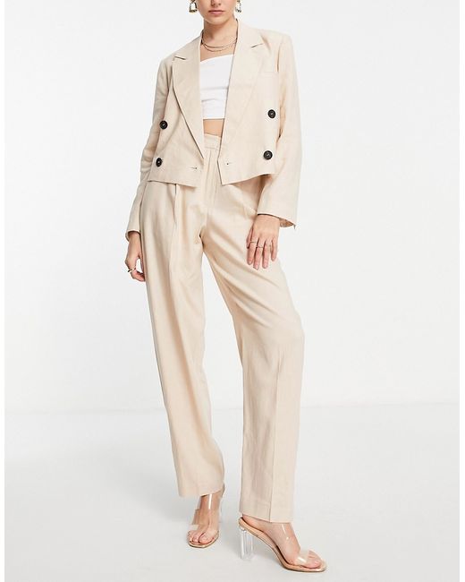 TopShop Tailored double breasted blazer in stone part of a set-