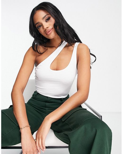 Asos Design strappy asymmetric cut out crop top in