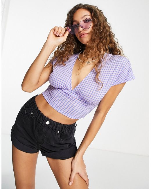 Only plunge top in lilac gingham-