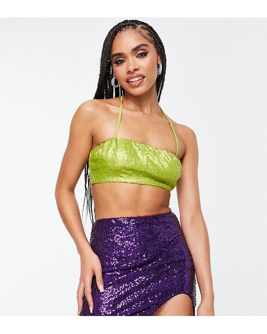 Simmi Clothing Simmi exclusive 90s sequin bandeau crop top in part of a set