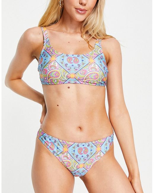 Chelsea Peers bikini top with adjustable straps in paisley print