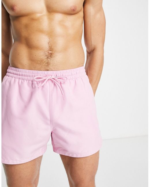 Asos Design swim shorts with curved hem in short length
