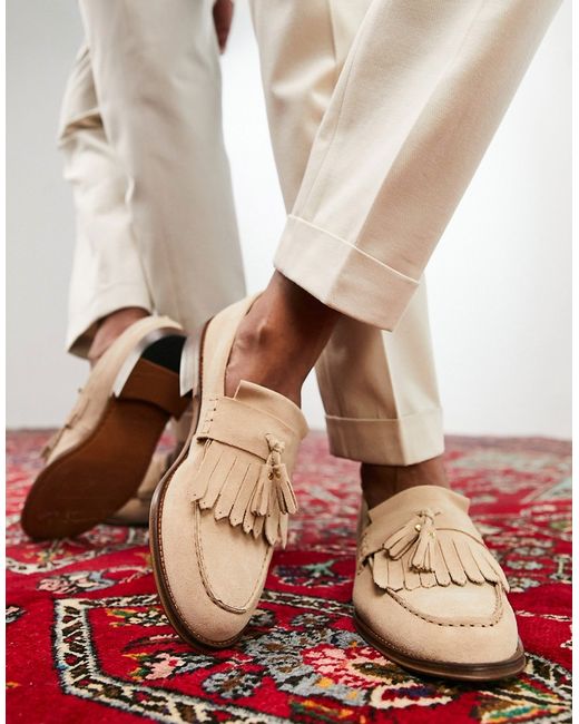 Noak made in Portugal loafers with fringe detail stone suede-