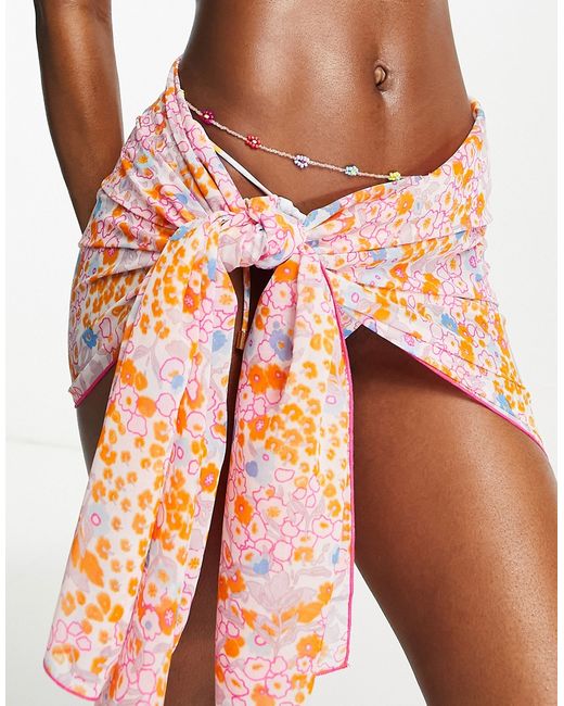 Candypants beach sarong in pastel ditsy print-