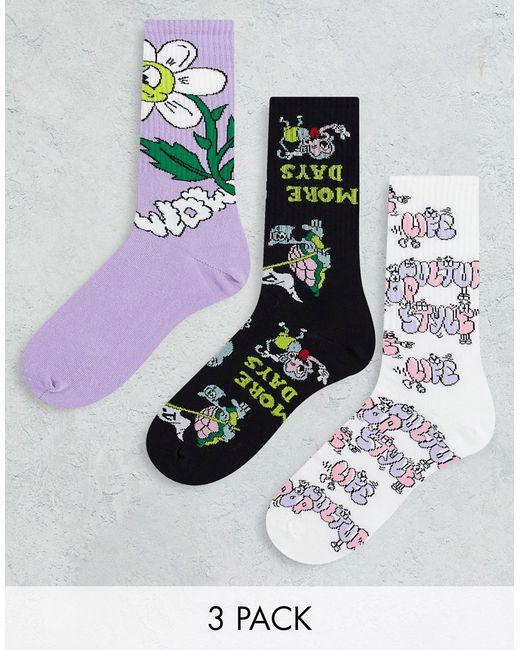 Bershka fun print socks in lilac-