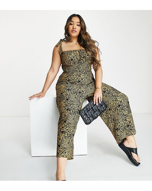 River Island Plus shirred detail jumpsuit in