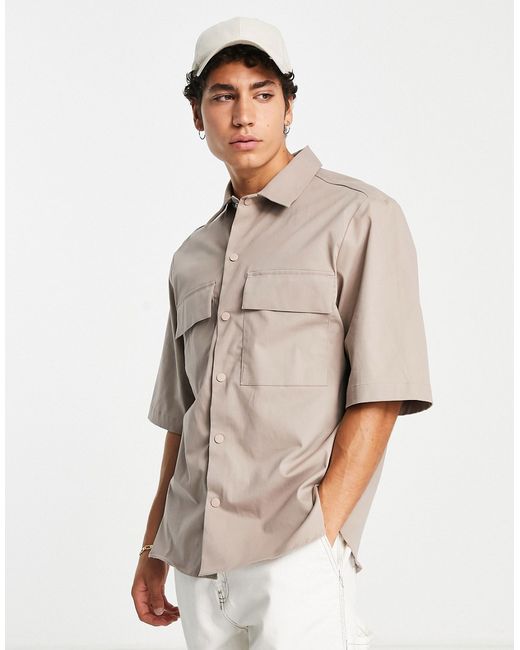 River Island double pocket oversize shirt in
