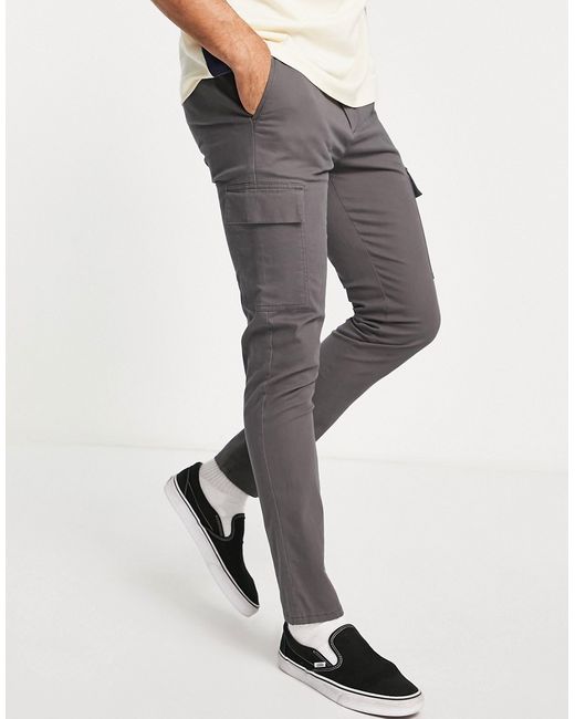 Asos Design skinny cargo pants in gray-