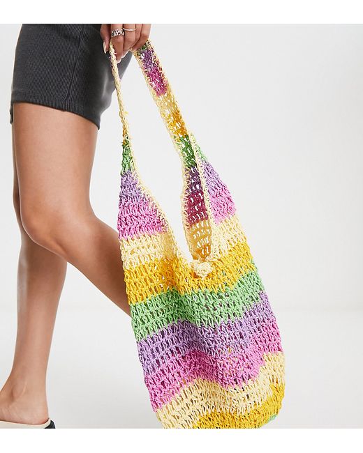 Reclaimed Vintage Inspired straw bag in stripe