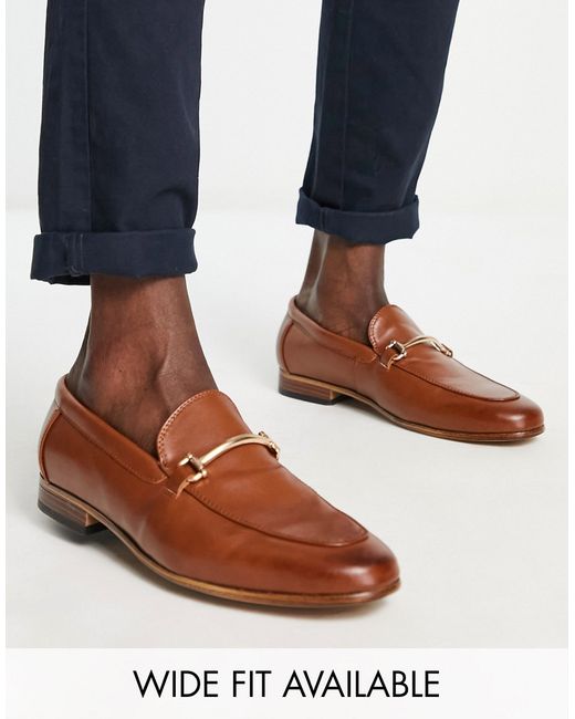 Asos Design loafers in tan faux leather with snaffle detail-