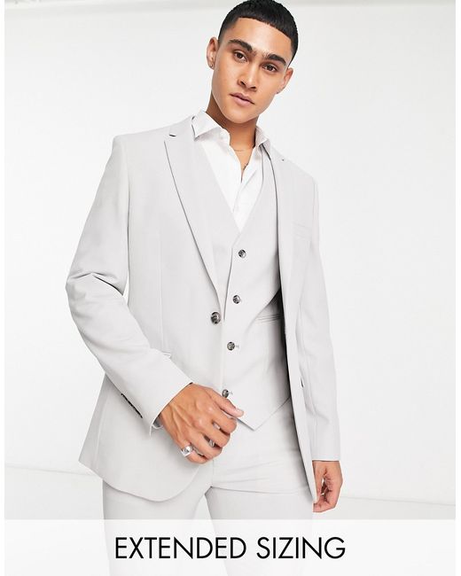 Asos Design super skinny suit jacket in ice grey-