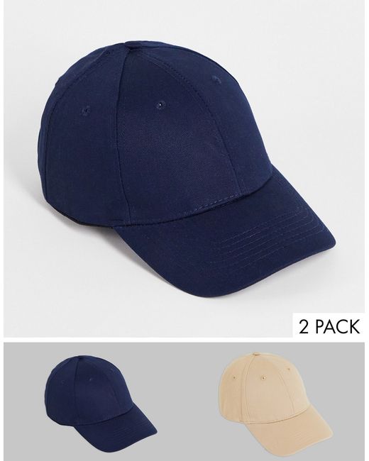 New Look 2 pack cap in stone and navy-
