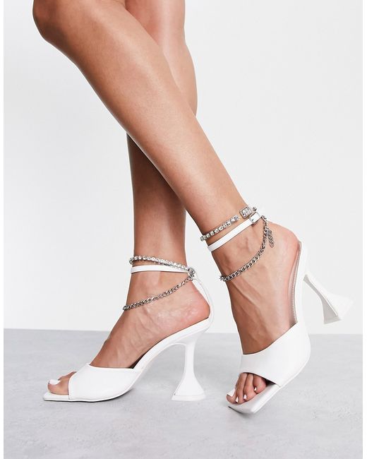 Public Desire Nade heeled sandals in with diamante anklet