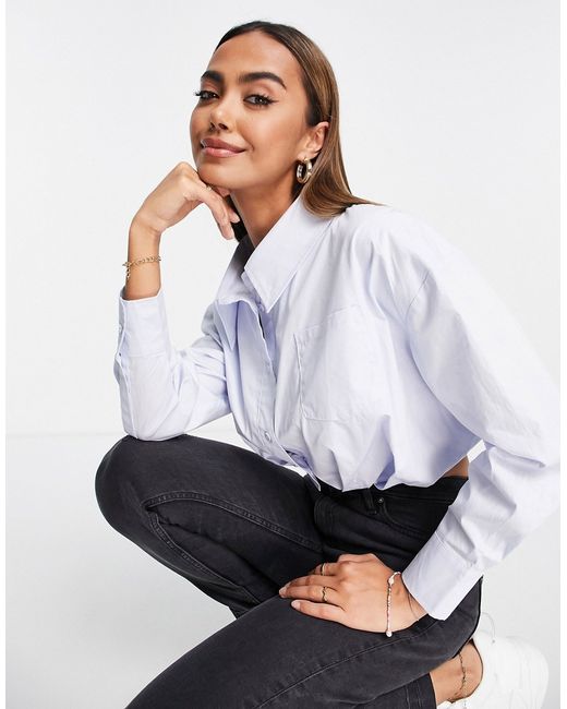 Urban Revivo cropped shirt in pale