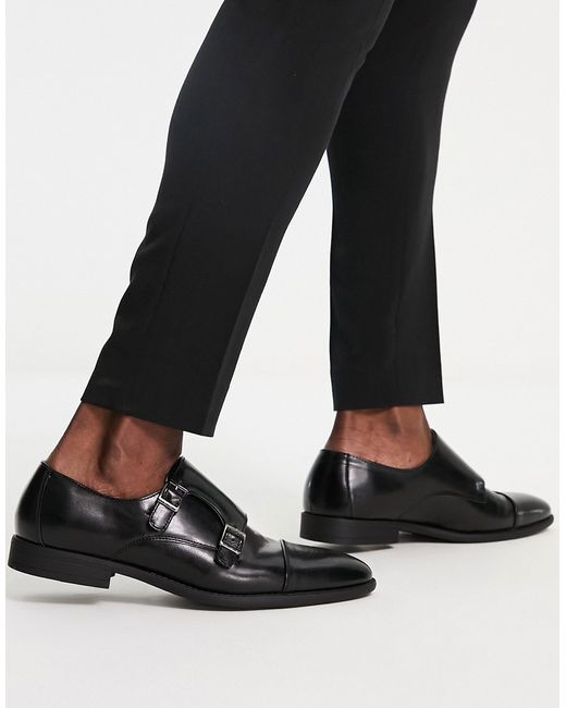 Asos Design monk shoes in faux leather with emboss panel