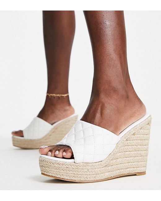 Glamorous Wide Fit quilted espadrille wedge sandals in