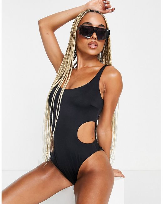 AsYou scoop neck cut out swimsuit in