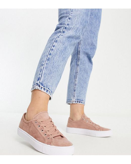 Asos Design Wide Fit Dizzy lace up sneakers in warm